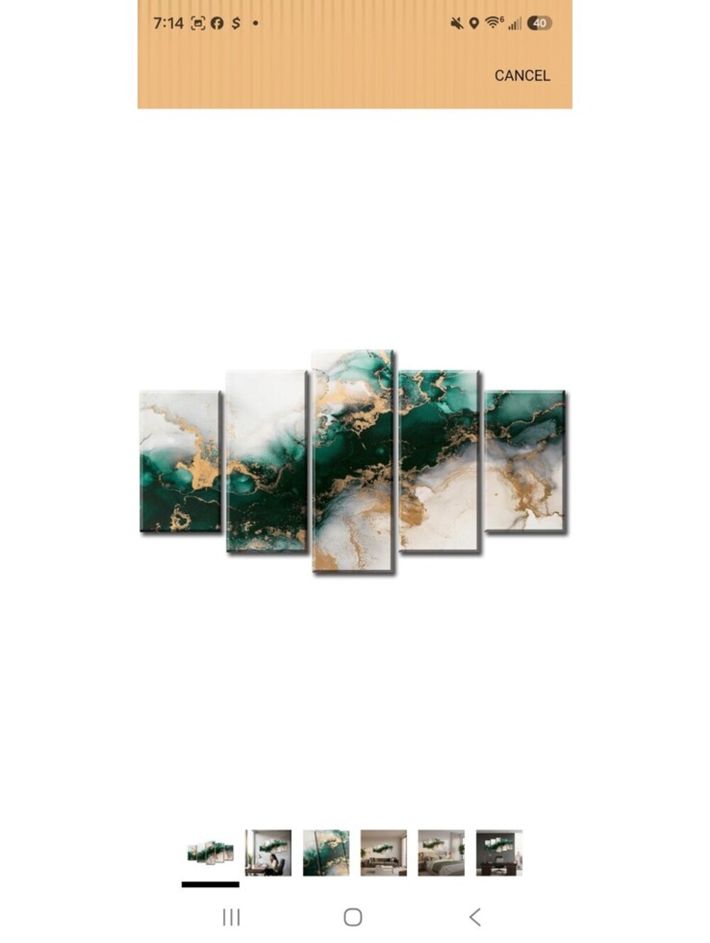 5-Piece Abstract Emerald Green and Gold Gallery-Wrapped Canvas Wall Art Set